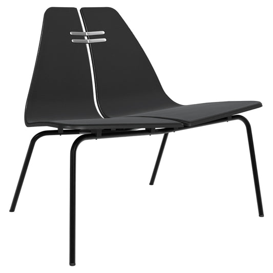 PK23 Front Upholstered Lounge Chair - Black Ash Shell, Black Base