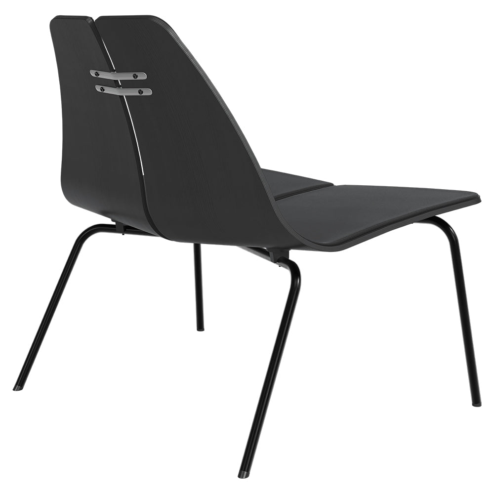 PK23 Front Upholstered Lounge Chair - Black Ash Shell, Black Base