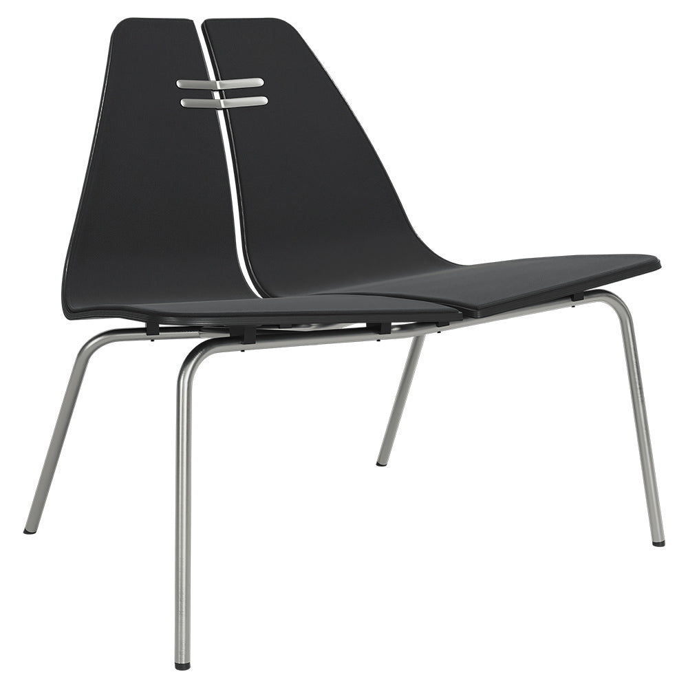 PK23 Front Upholstered Lounge Chair - Black Ash Shell, Chrome Base