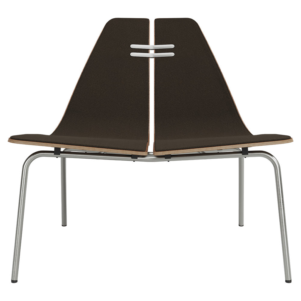PK23 Front Upholstered Lounge Chair - Walnut Shell, Chrome Base