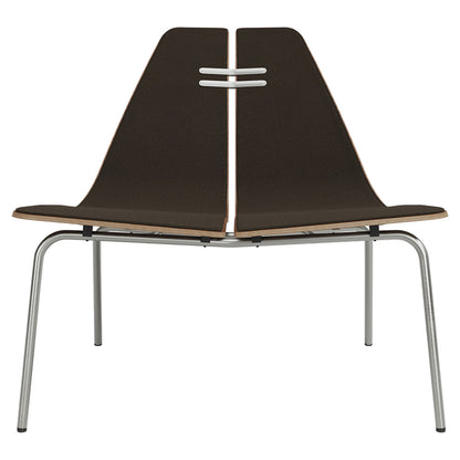 PK23 Front Upholstered Lounge Chair - Walnut Shell, Chrome Base