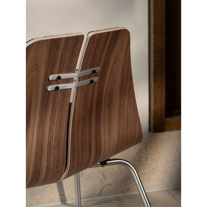 PK23 Front Upholstered Lounge Chair - Walnut Shell, Chrome Base