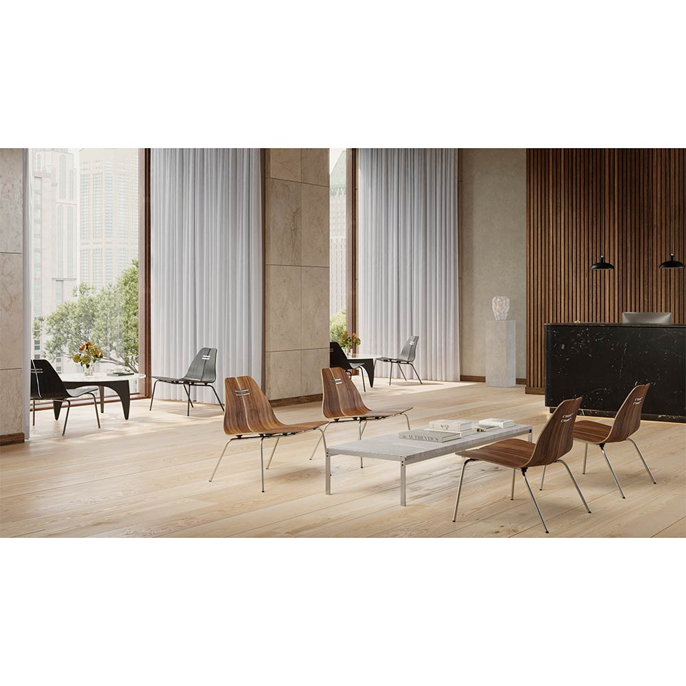 PK23 Lounge Chair - Clear Lacquered Oak, Brushed Stainless Steel