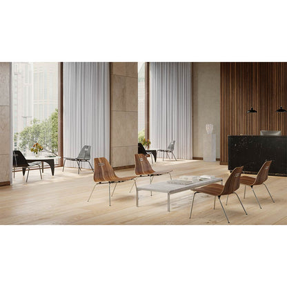 PK23 Lounge Chair - Clear Lacquered Walnut, Brushed Stainless Steel