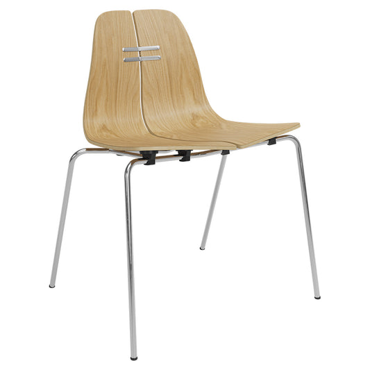 PK3 Dining Chair - Oak Shell, Chrome Base