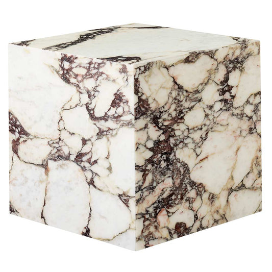 Plinth Cubic Marble Table - Calacatta Viola