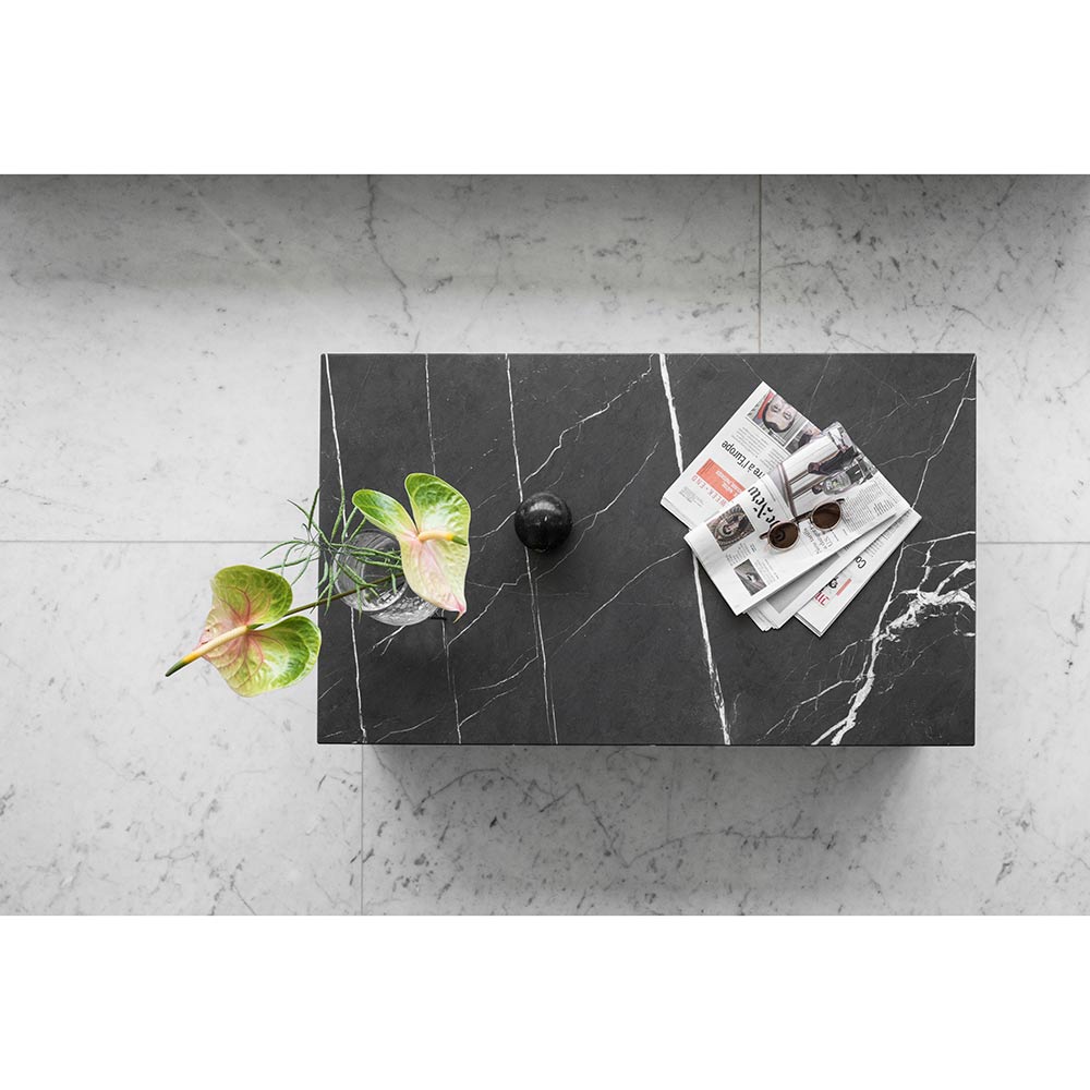 Plinth Low Marble Table - Gray Kendzo