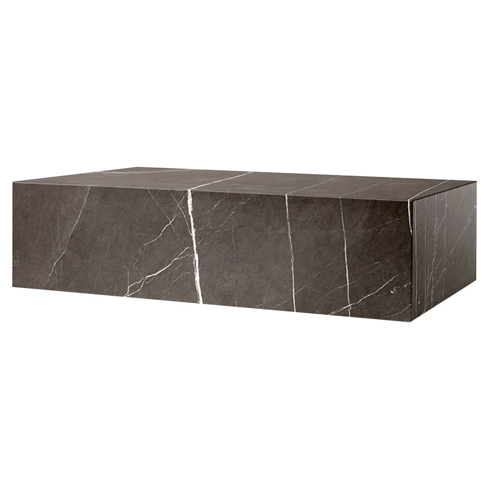 Plinth Low Marble Table - Brown, Gray