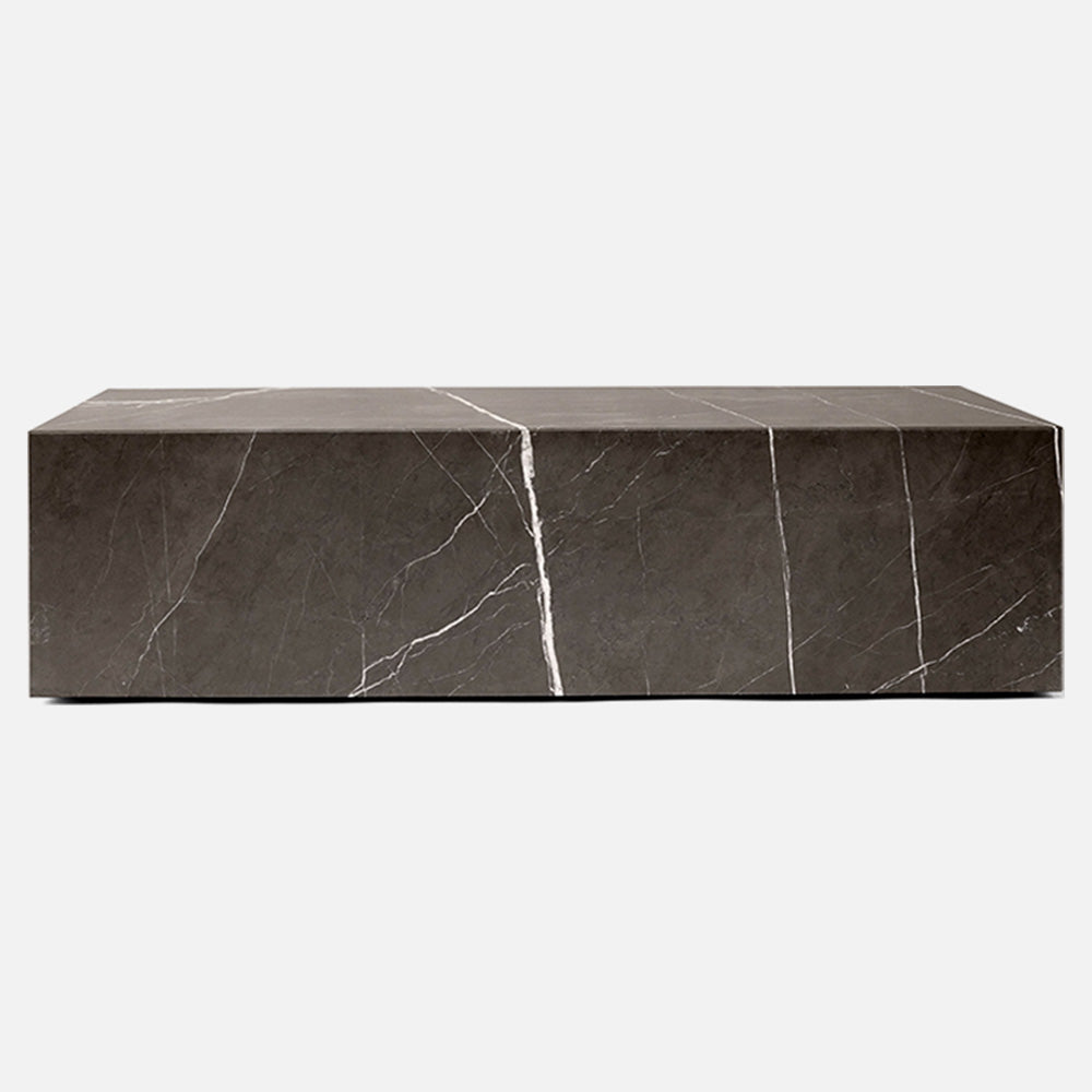 Plinth Low Marble Table - Brown, Gray