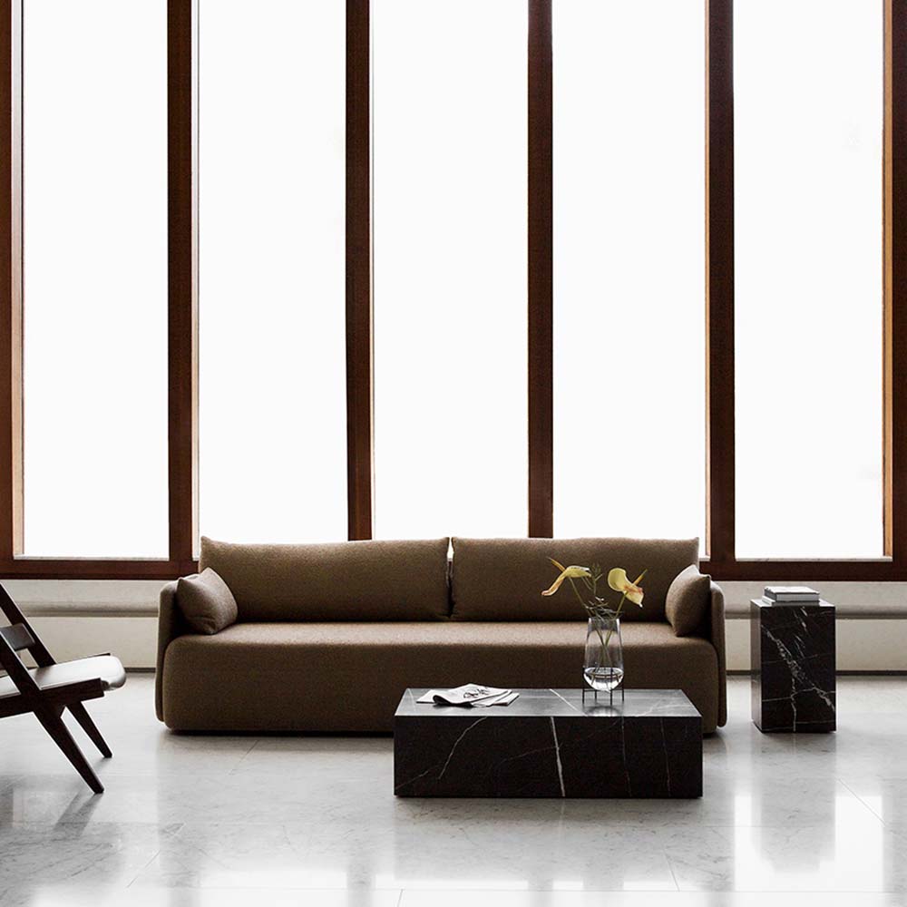 Plinth Low Marble Table - Brown, Gray