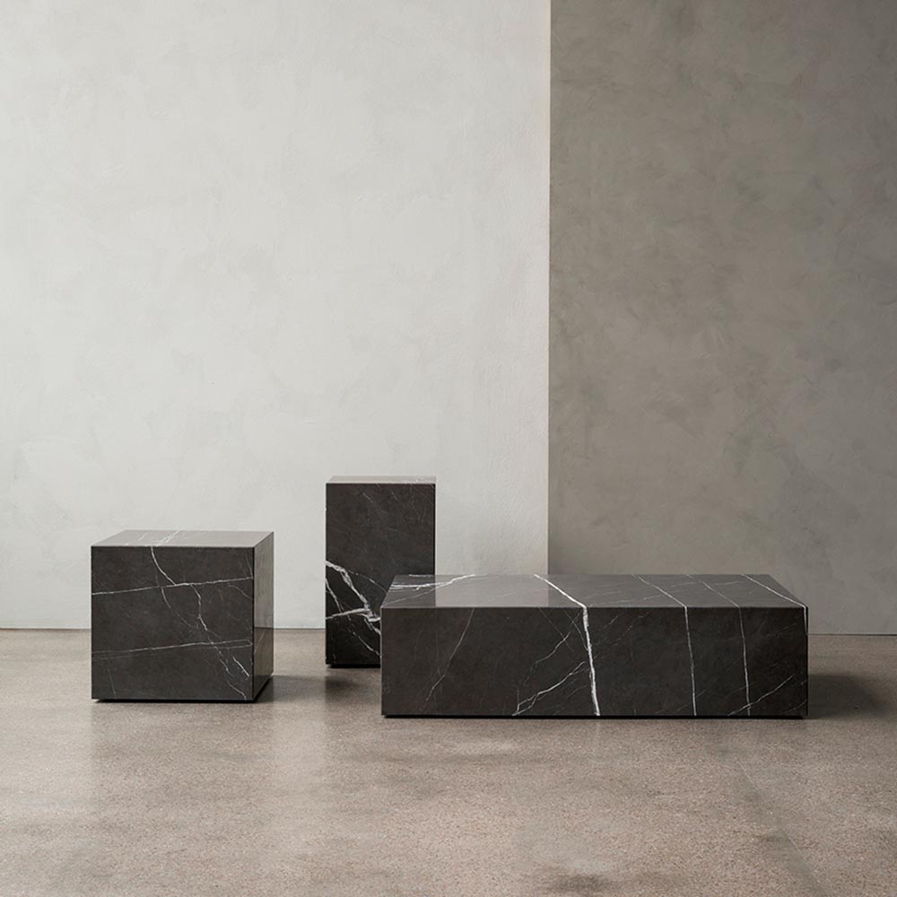 Plinth Low Marble Table - Brown, Gray