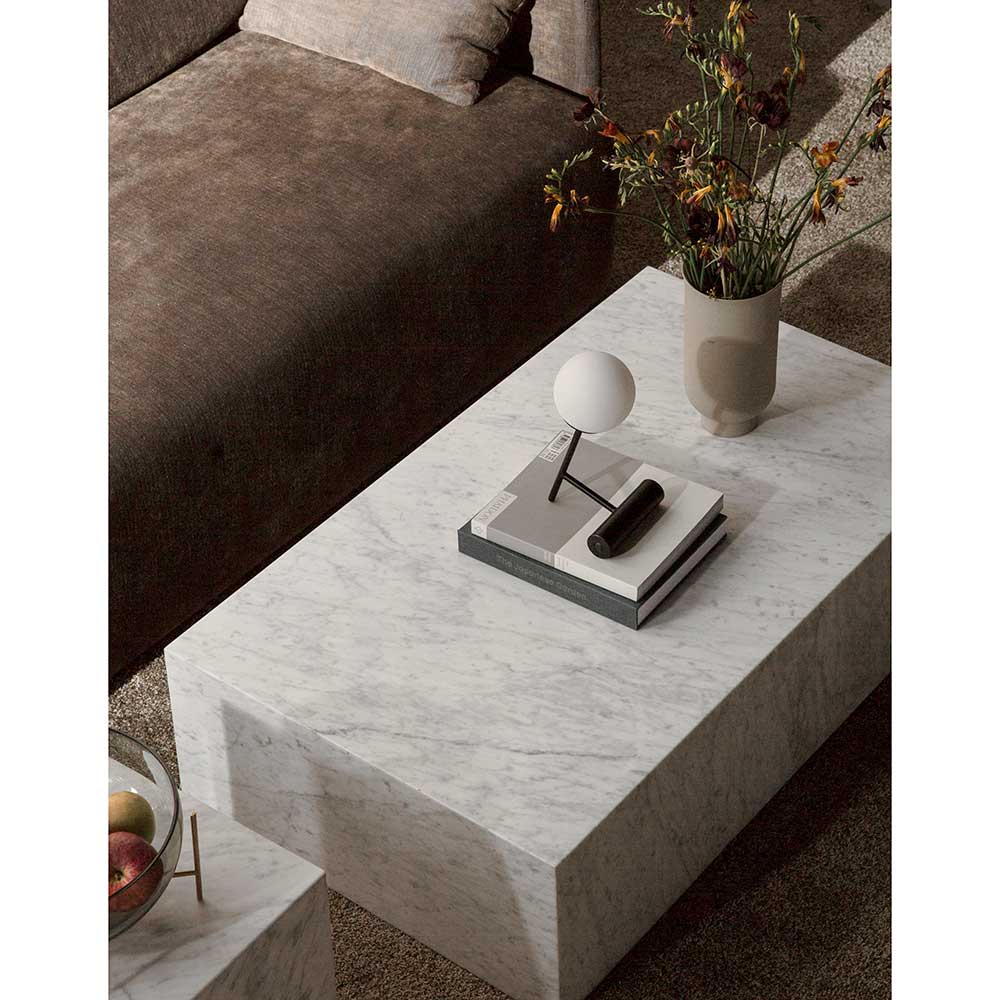 Plinth Low Marble Table - Carrara