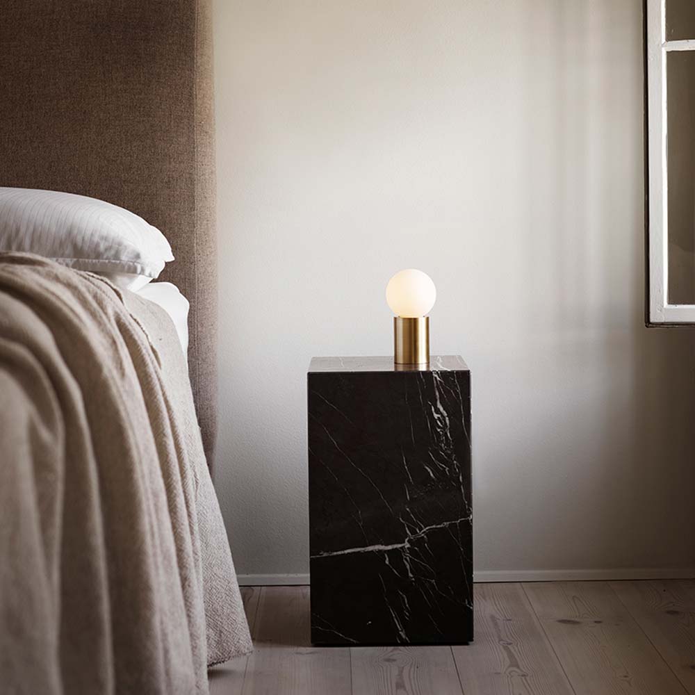 Plinth Tall Marble Table - Gray Kendzo