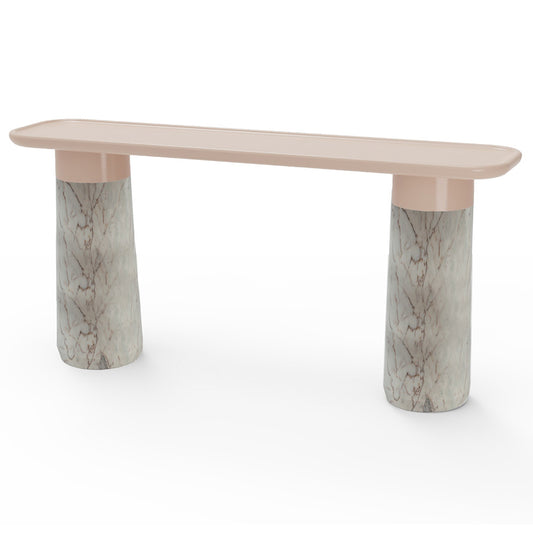 Poppy Console Table - Wood Top, Marble Base