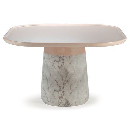 Poppy Square Dining Table - Wood Top, Marble Base