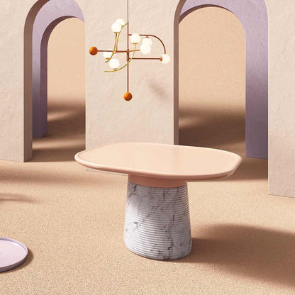 Poppy Square Dining Table - Wood Top, Marble Base