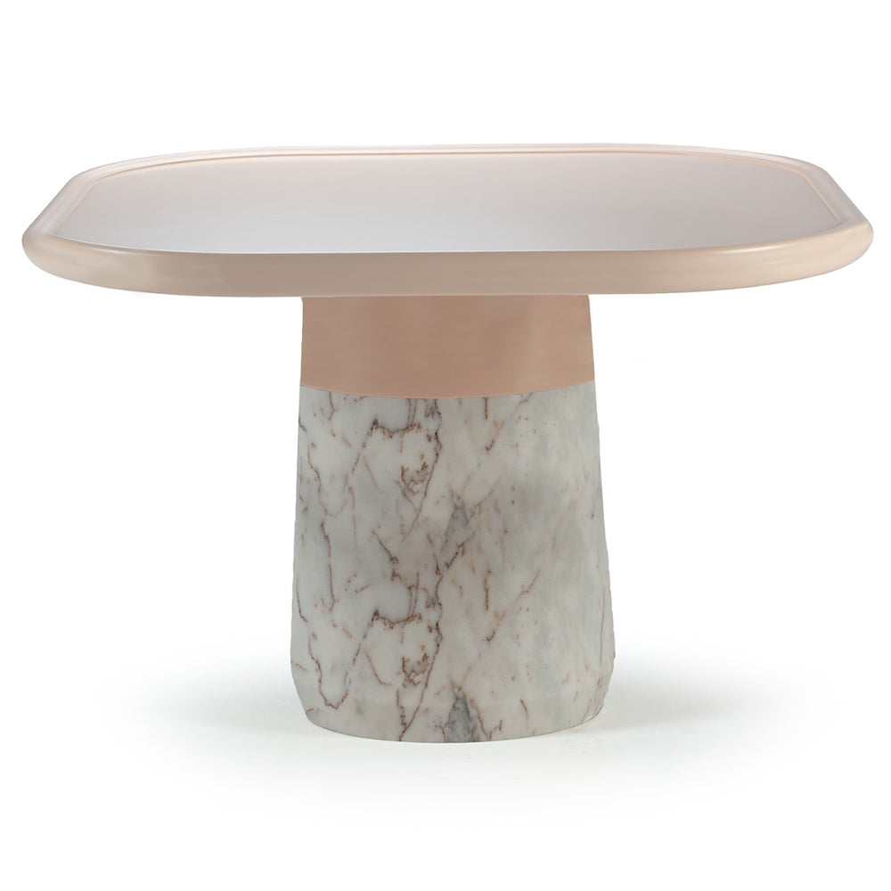 Poppy Square Side Table - Wood Top, Marble Base