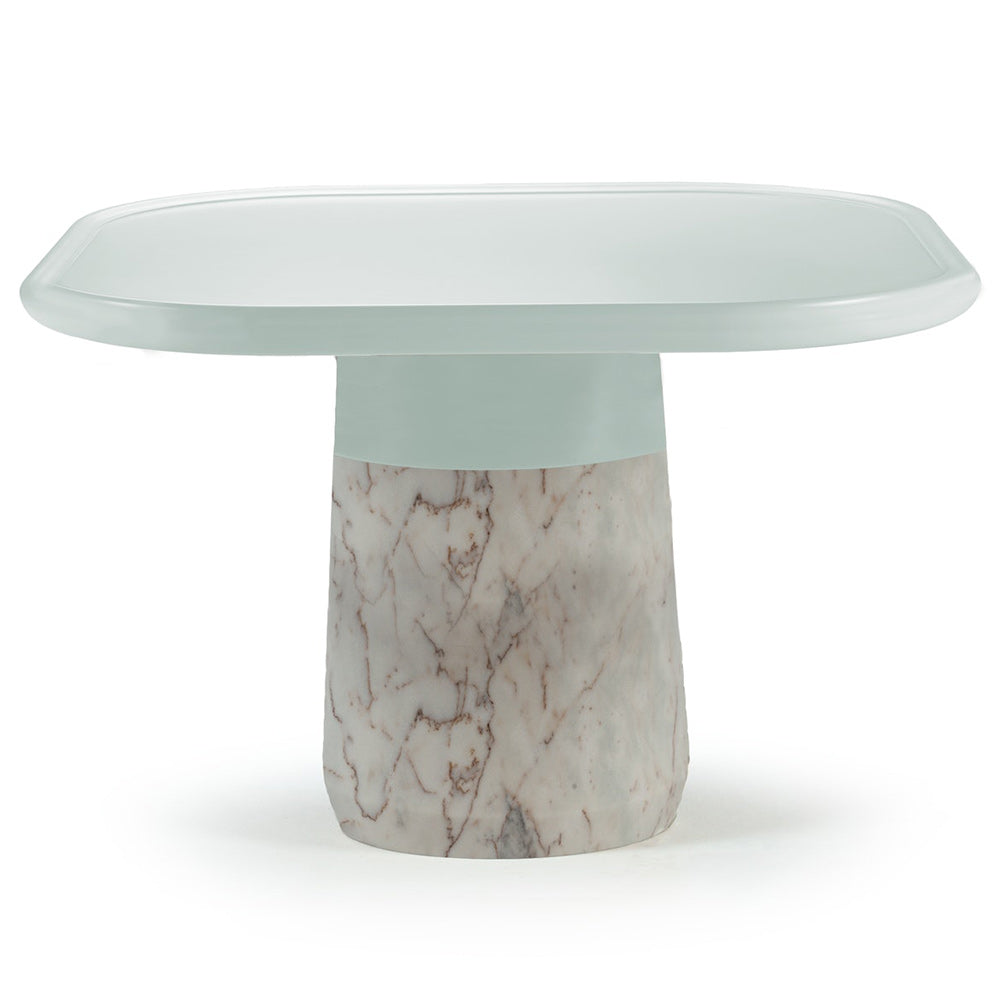Poppy Square Side Table - Wood Top, Marble Base