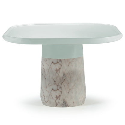 Poppy Square Side Table - Wood Top, Marble Base