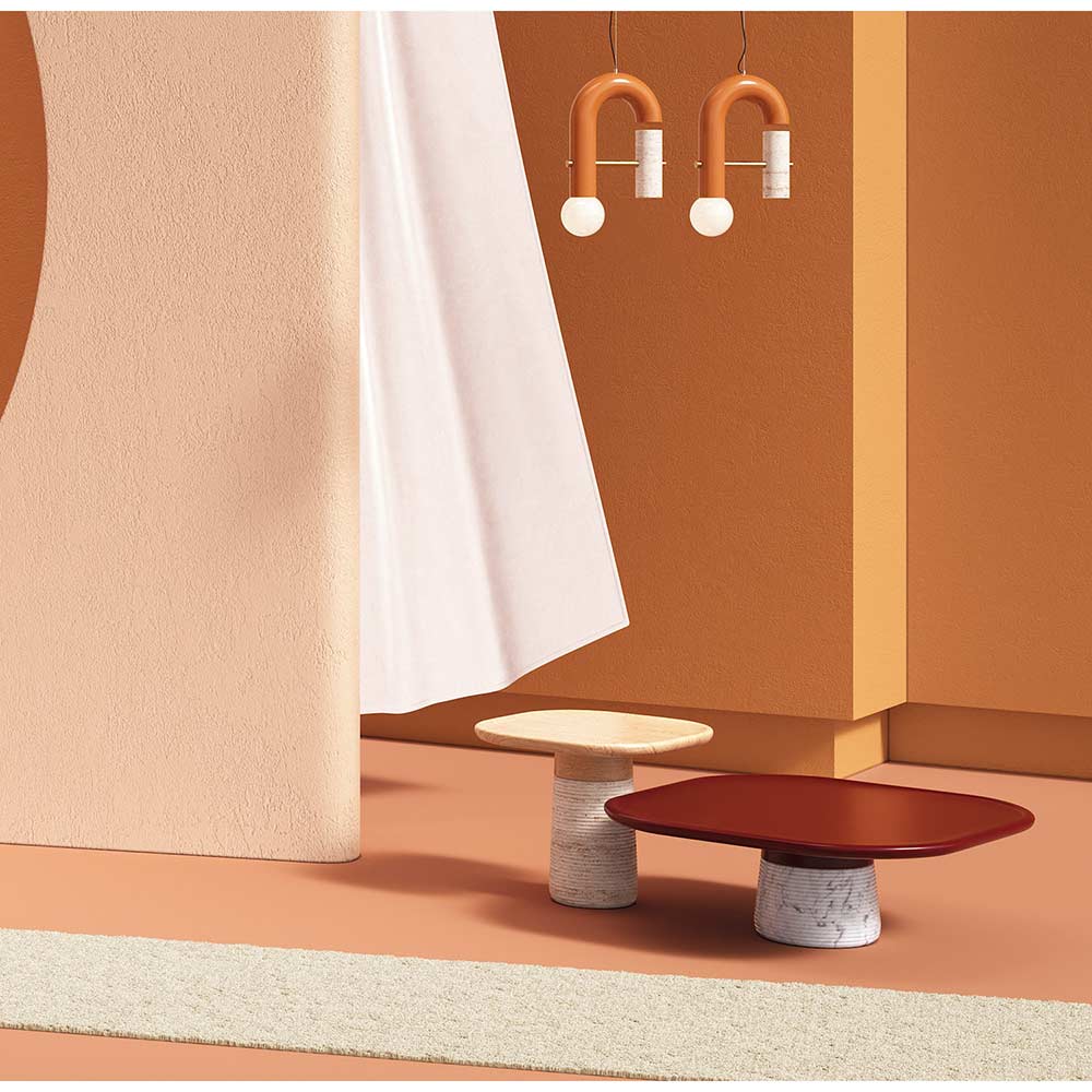 Poppy Square Coffee Table - Wood Top, Marble Base