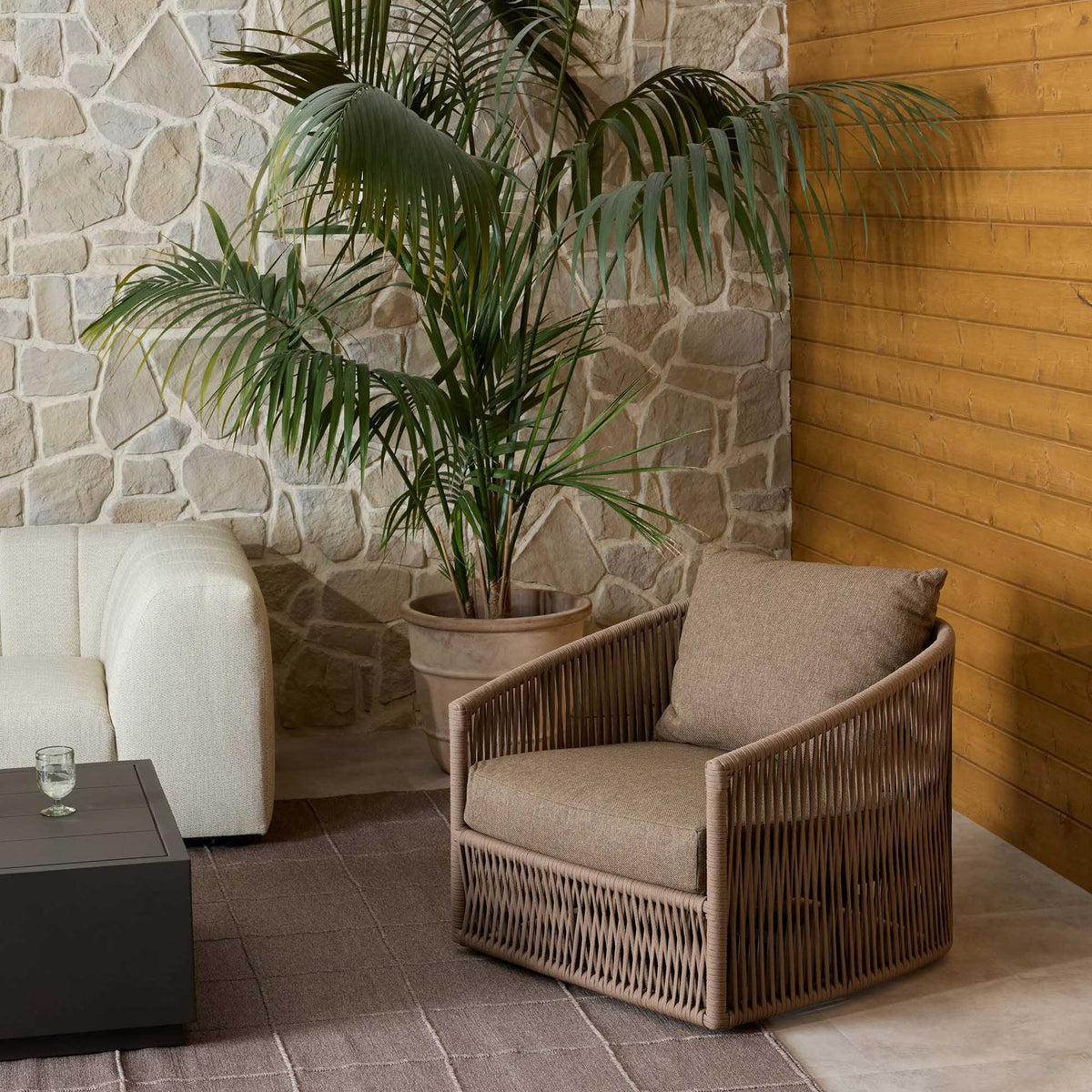 Porto Outdoor Swivel Chair - Ellor Brown