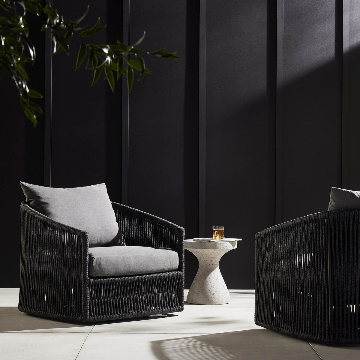 Porto Outdoor Swivel Chair - Venao Charcoal