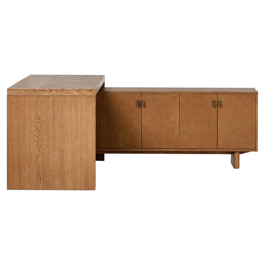 Posada L-Shaped Desk - Amber Oak Veneer