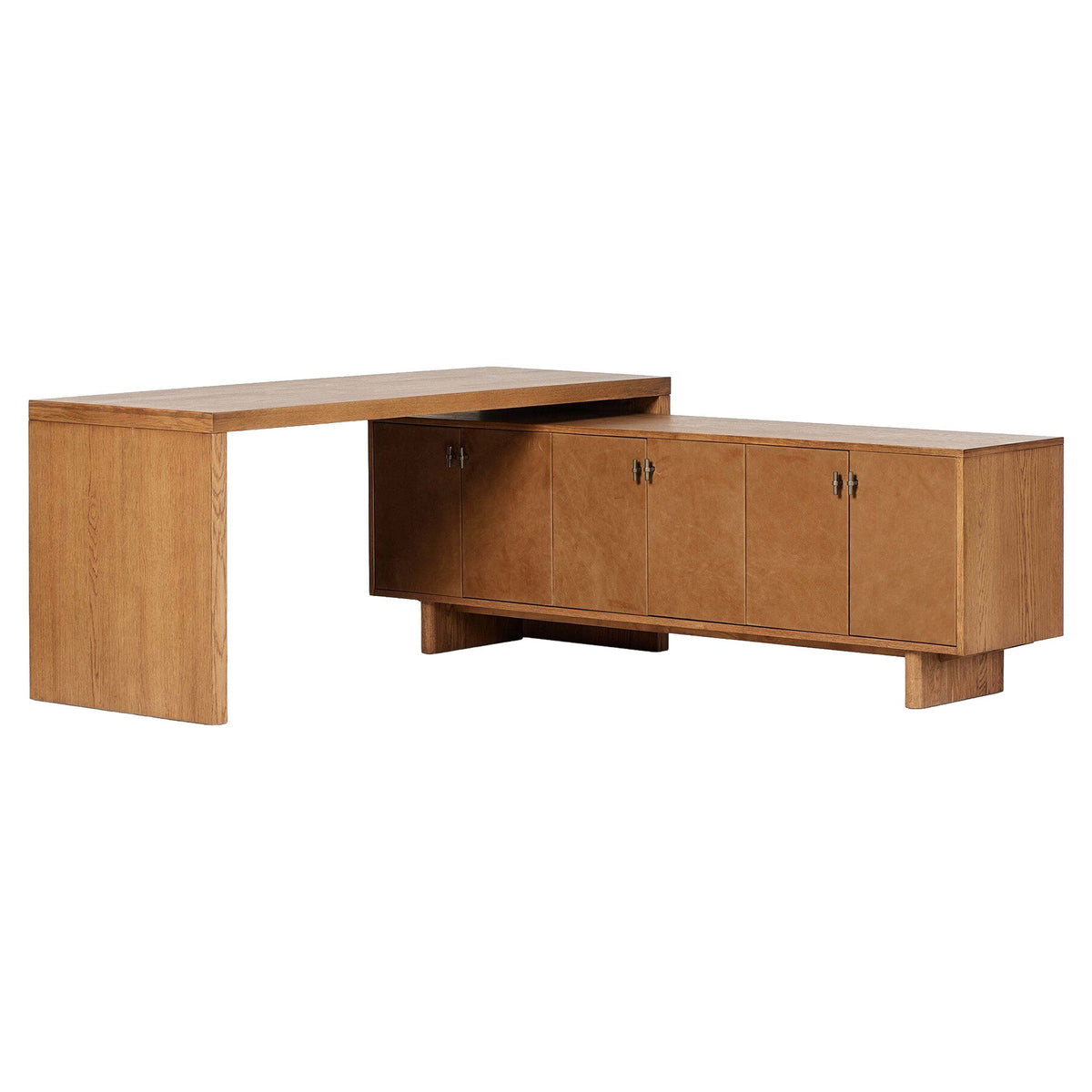 Posada L-Shaped Desk - Amber Oak Veneer