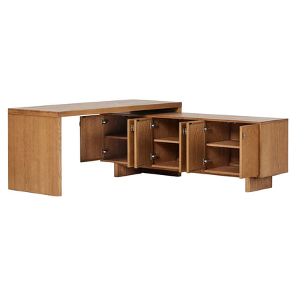 Posada L-Shaped Desk - Amber Oak Veneer