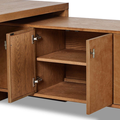 Posada L-Shaped Desk - Amber Oak Veneer