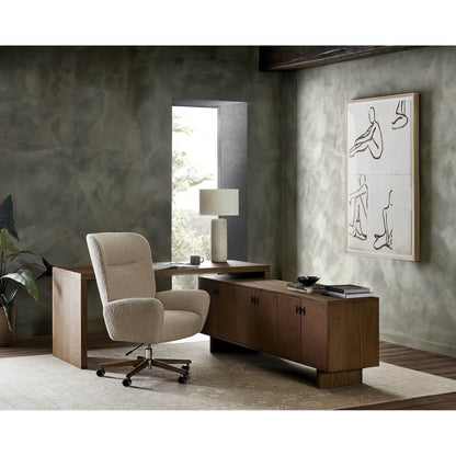 Posada L-Shaped Desk - Amber Oak Veneer