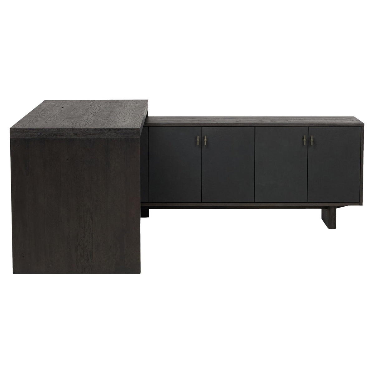 Posada L-Shaped Desk - Worn Black Oak Veneer