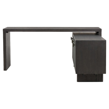 Posada L-Shaped Desk - Worn Black Oak Veneer
