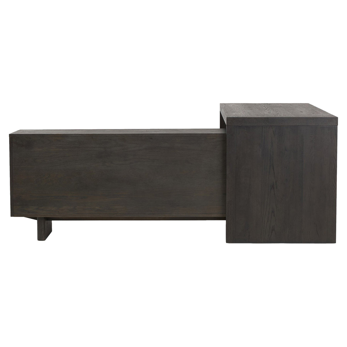 Posada L-Shaped Desk - Worn Black Oak Veneer