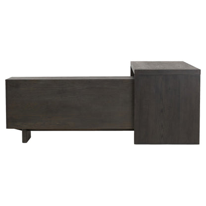 Posada L-Shaped Desk - Worn Black Oak Veneer