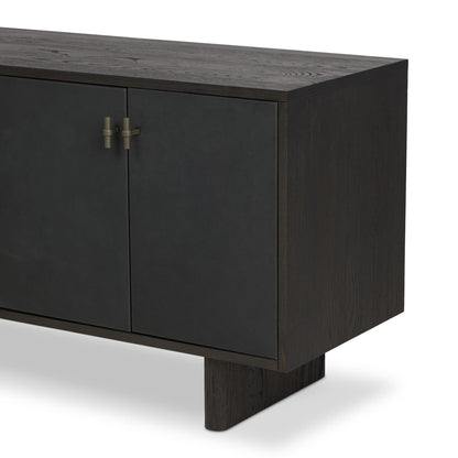 Posada L-Shaped Desk - Worn Black Oak Veneer