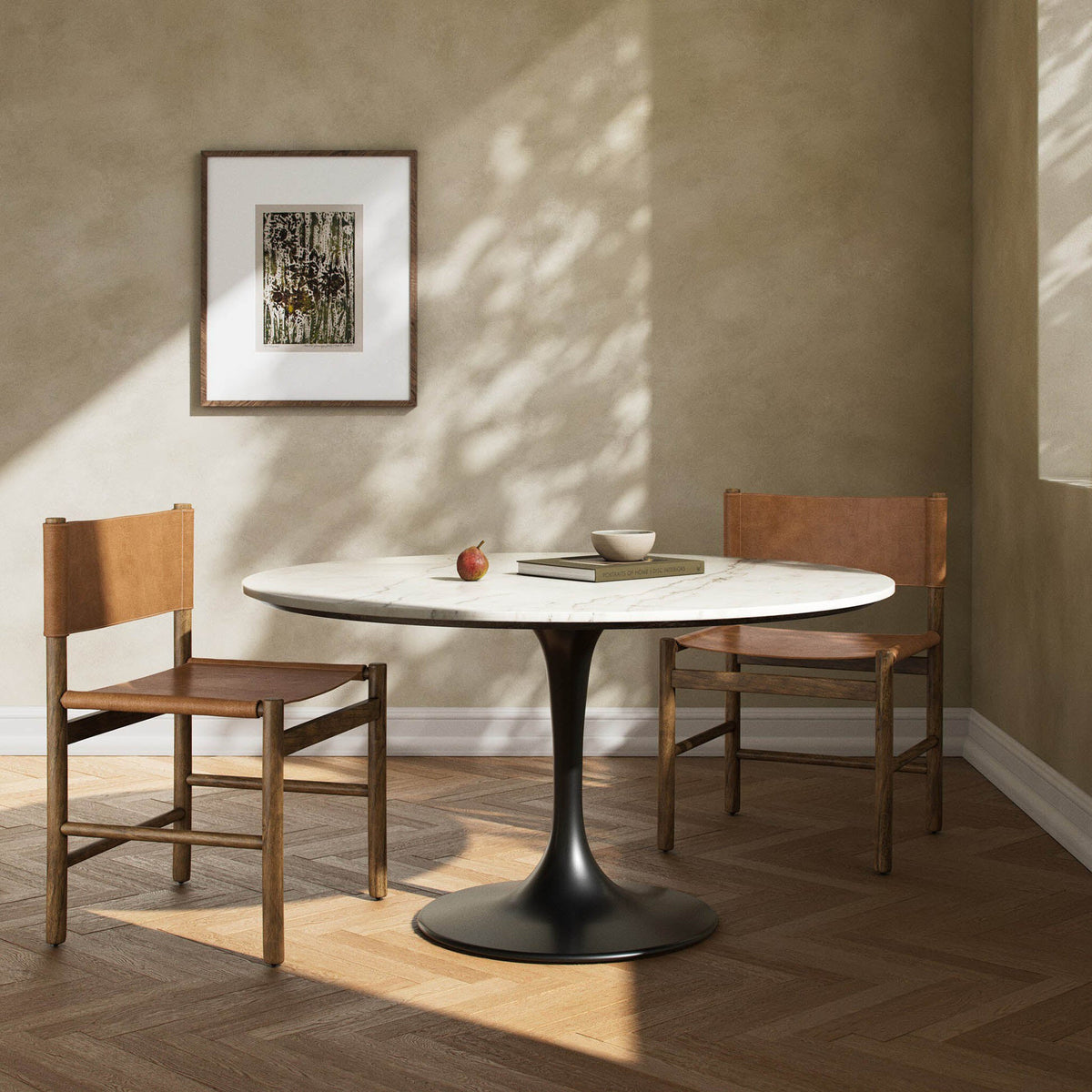 Powell Dining Table - White Marble - 55"W