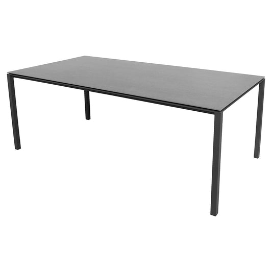Pure Rectangular Dining Table - Basalt Ceramic Top, Lava Gray Aluminum Base