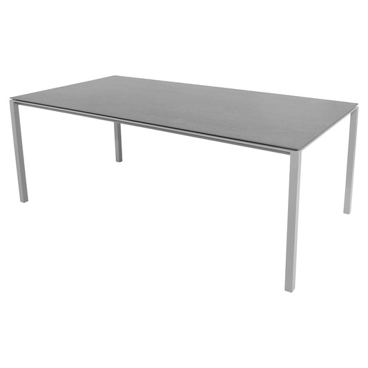 Pure Rectangular Dining Table - Basalt Ceramic Top, Light Gray Aluminum Base