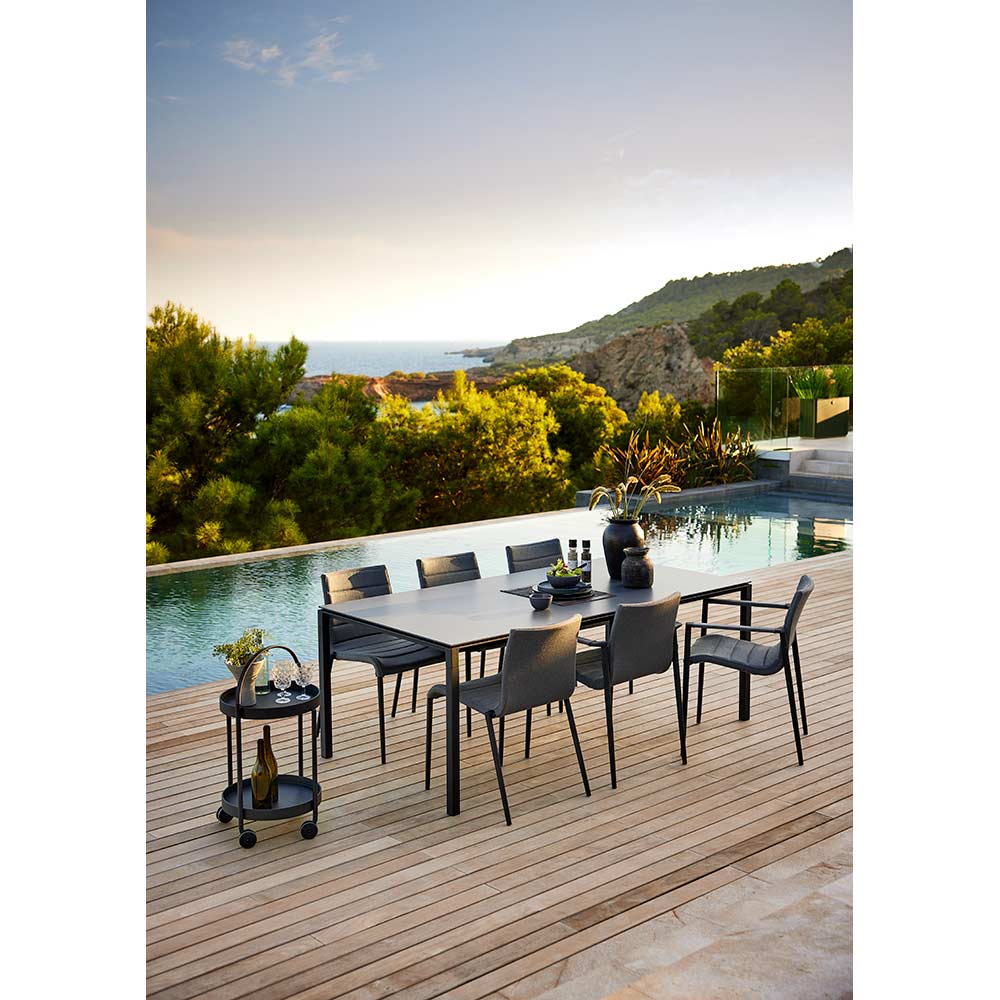 Pure Rectangular Dining Table - Black Linoleum Top, Lava Gray Aluminum Base