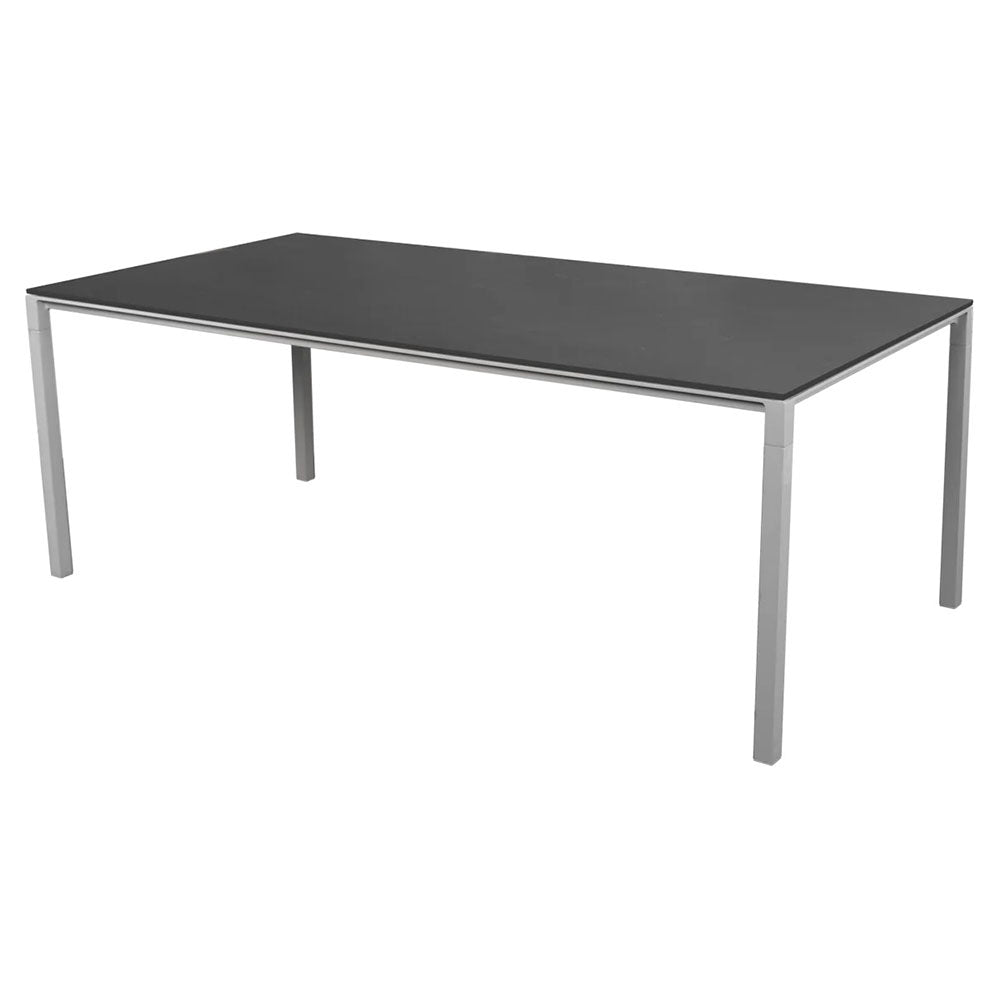 Pure Rectangular Dining Table - Black Linoleum Top, Light Gray Aluminum Base