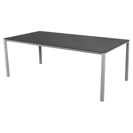 Pure Rectangular Dining Table - Black Linoleum Top, Light Gray Aluminum Base