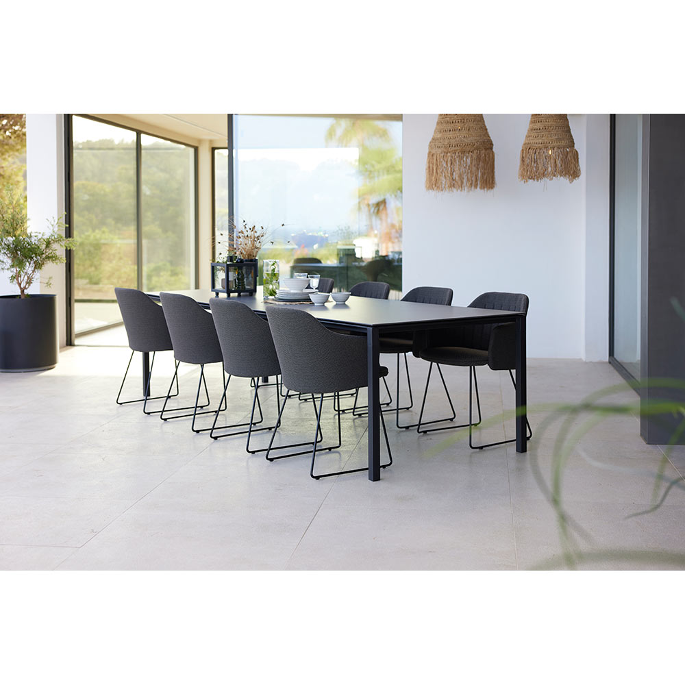 Pure Rectangular Dining Table - Black Linoleum Top, Light Gray Aluminum Base