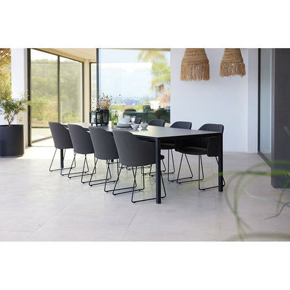Pure Rectangular Dining Table - Black Linoleum Top, Light Gray Aluminum Base