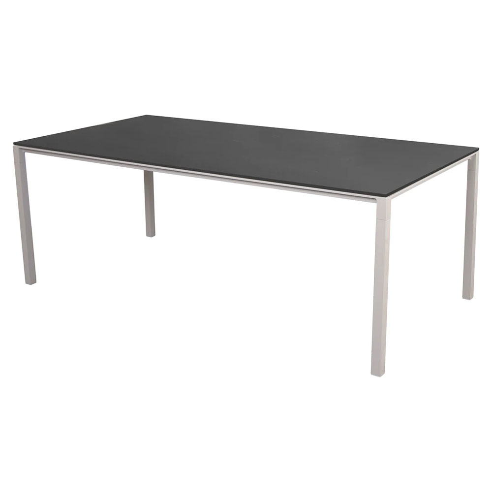 Pure Rectangular Dining Table - Black Linoleum Top, Sand Aluminum Base
