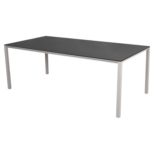 Pure Rectangular Dining Table - Black Linoleum Top, Sand Aluminum Base