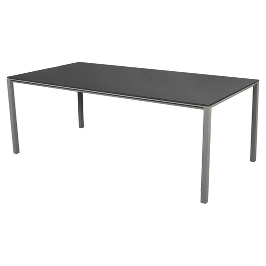 Pure Rectangular Dining Table - Black Linoleum Top, Taupe Aluminum Base