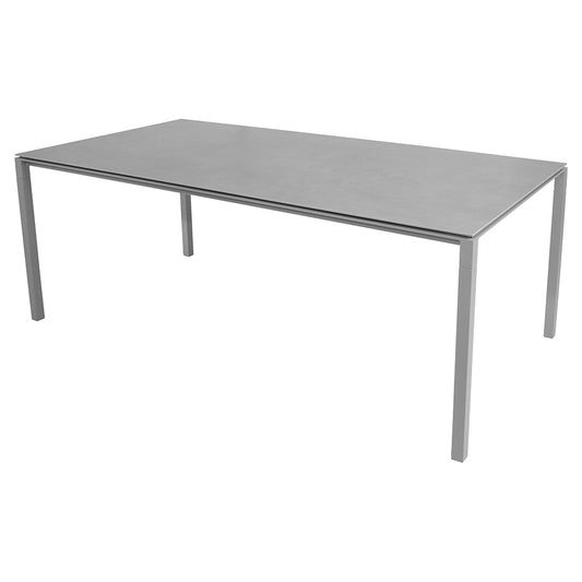 Pure Rectangular Dining Table - Concrete Gray Ceramic Top, Light Gray Aluminum Base