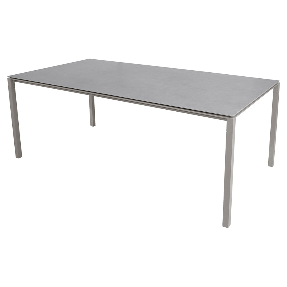 Pure Rectangular Dining Table - Concrete Gray Ceramic Top, Taupe Aluminum Base