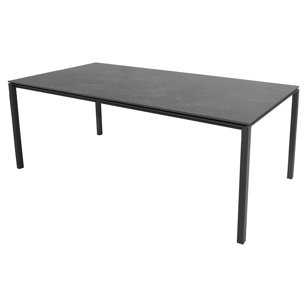 Pure Rectangular Dining Table - Fossil Black Ceramic Top, Lava Gray Aluminum Base